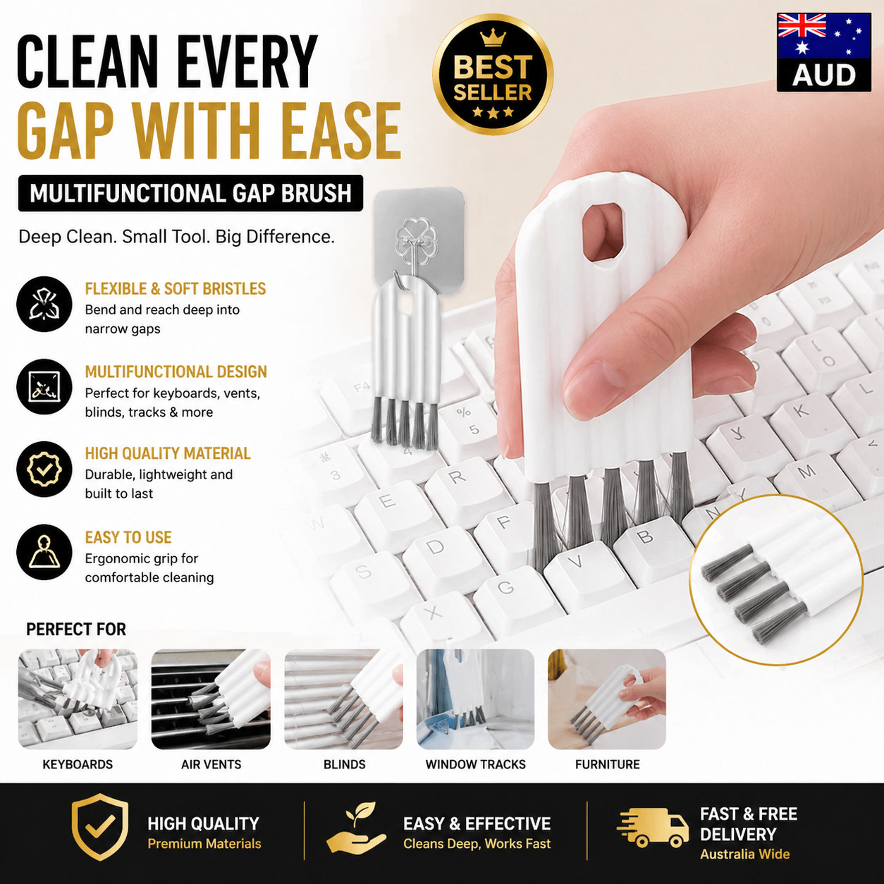 Flexible Gap Cleaning Brush Keyboard Cleaner Soft Multi Purpose Dust Tool
