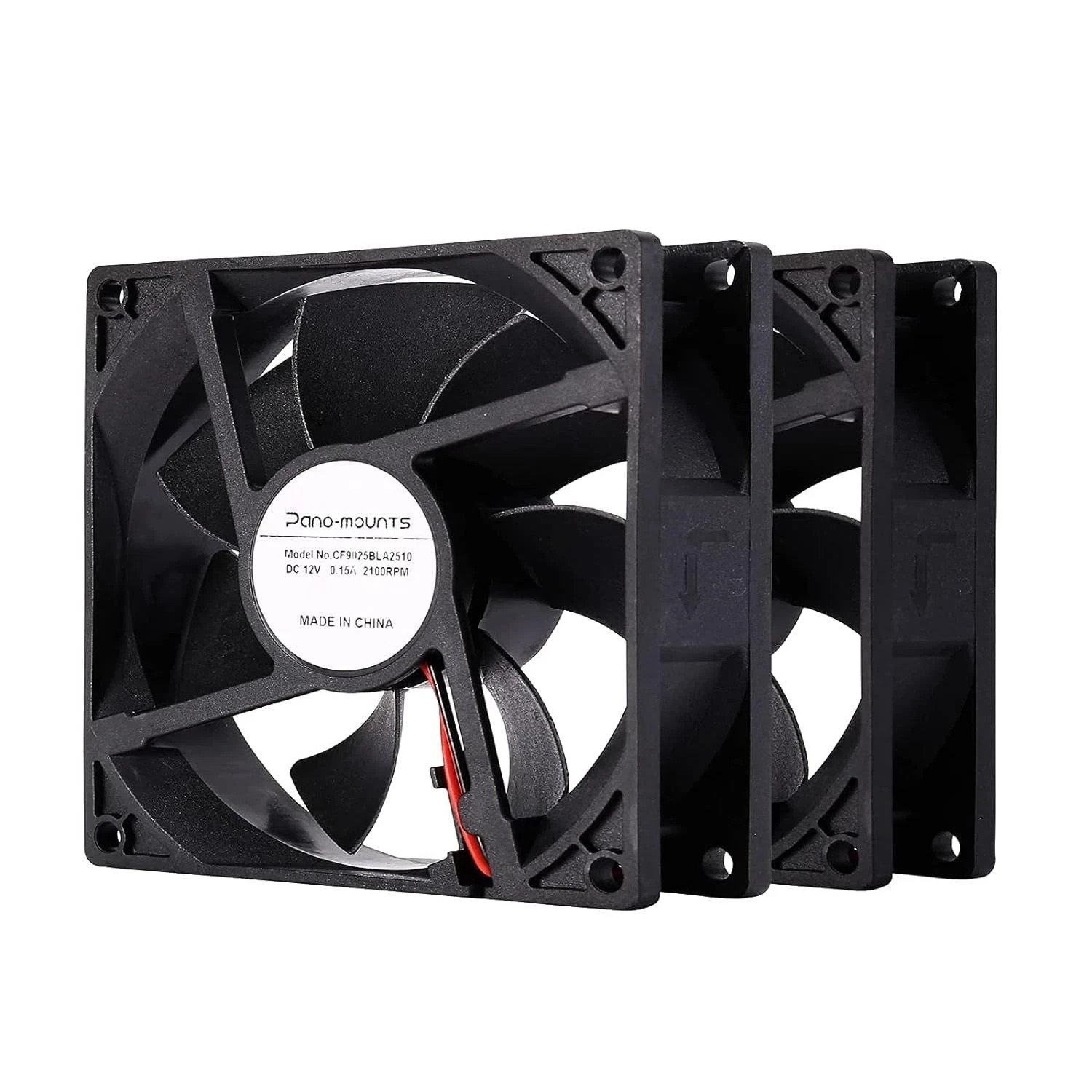 2 Pack 90mm 92mm 12V DC Computer PC Fan 2 Wire 3pin 90x25mm, 90x90x25mm