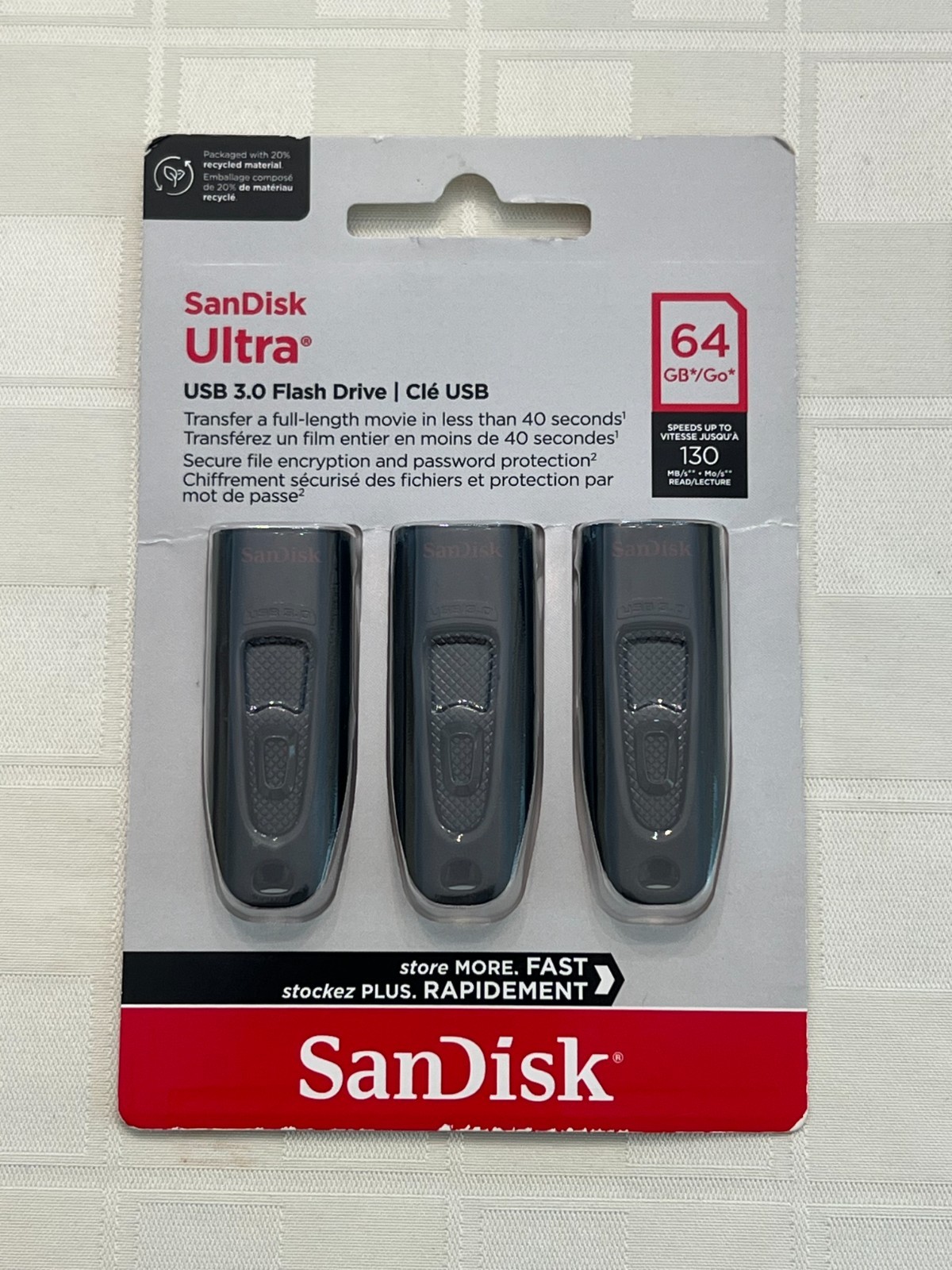 Brand New  - Sandisk Ultra 64GB USB 3.0 Flash Drive  Lot Of 3 SEALED