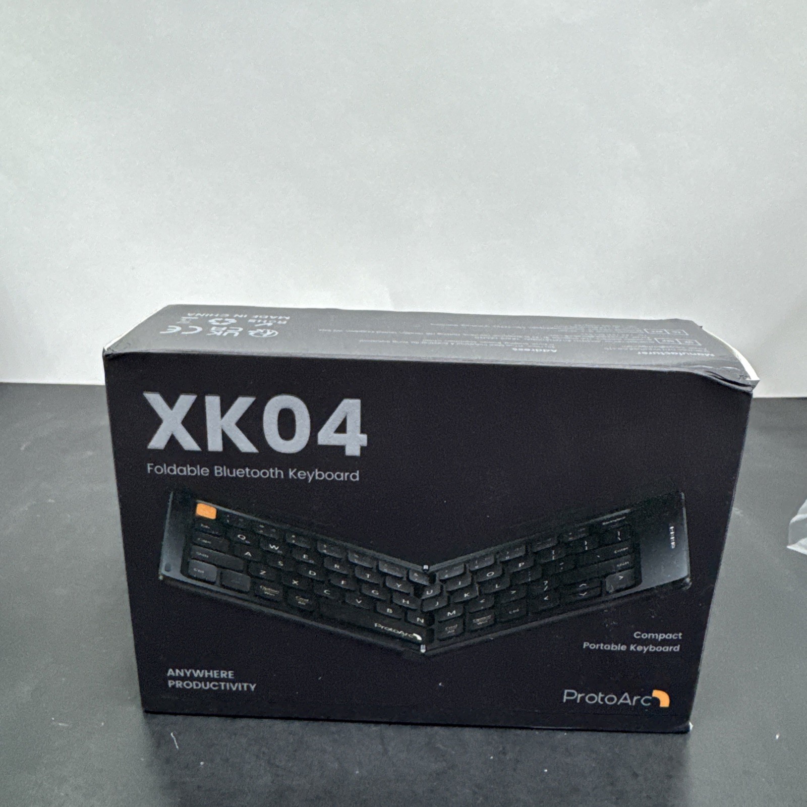 ProtoArc XK04 Foldable Bluetooth Wireless Portable Compact QWERTY Keyboard Black