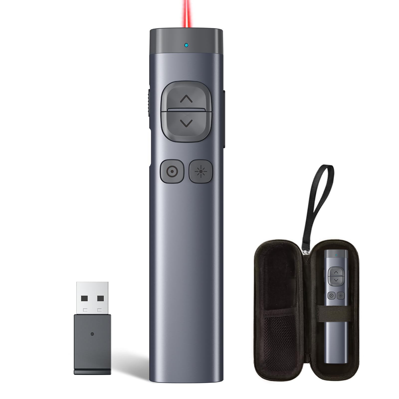 KNORVAY N97s PowerPoint Presentation Clicker Red BLE USB-A Digital Pointer