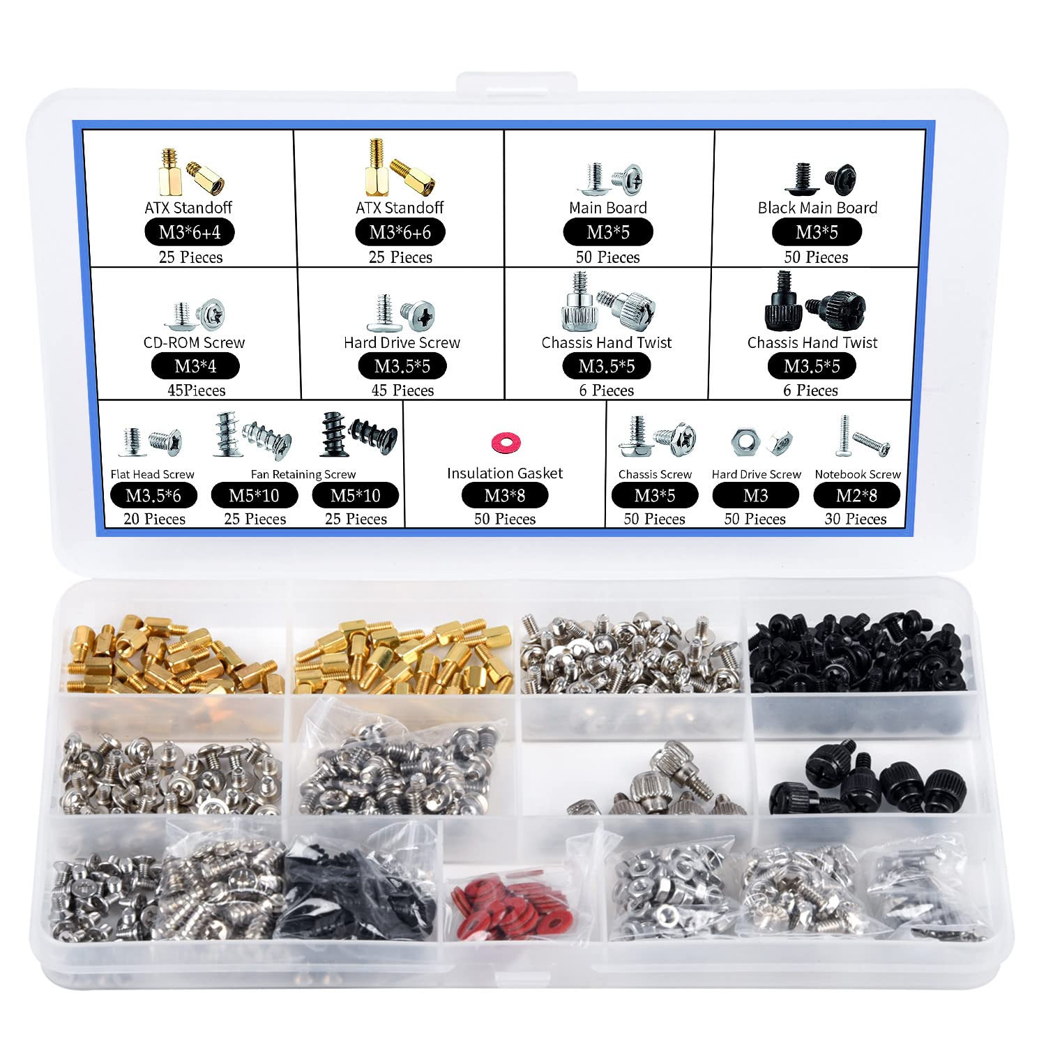 502PC Computer Motherboard Screws Kit, Motherboard Standoffs Screws