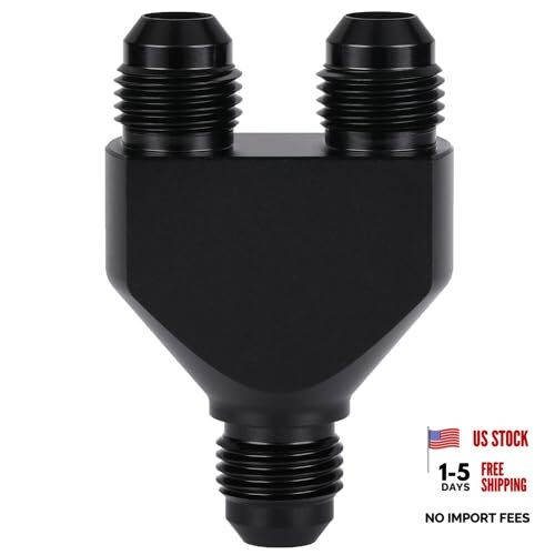 6AN Male to Parallel Dual 6AN Male Y Block Fuel Fitting Splitter 6AN to 2 x 6AN