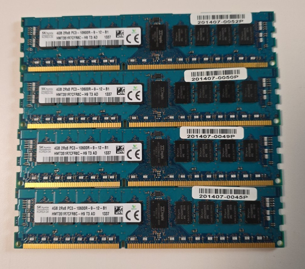 Hynix 16GB (4GBx4) PC3-10600R (DDR3-1333) ECC Server Memory (HMT351R7BFR8CH9)