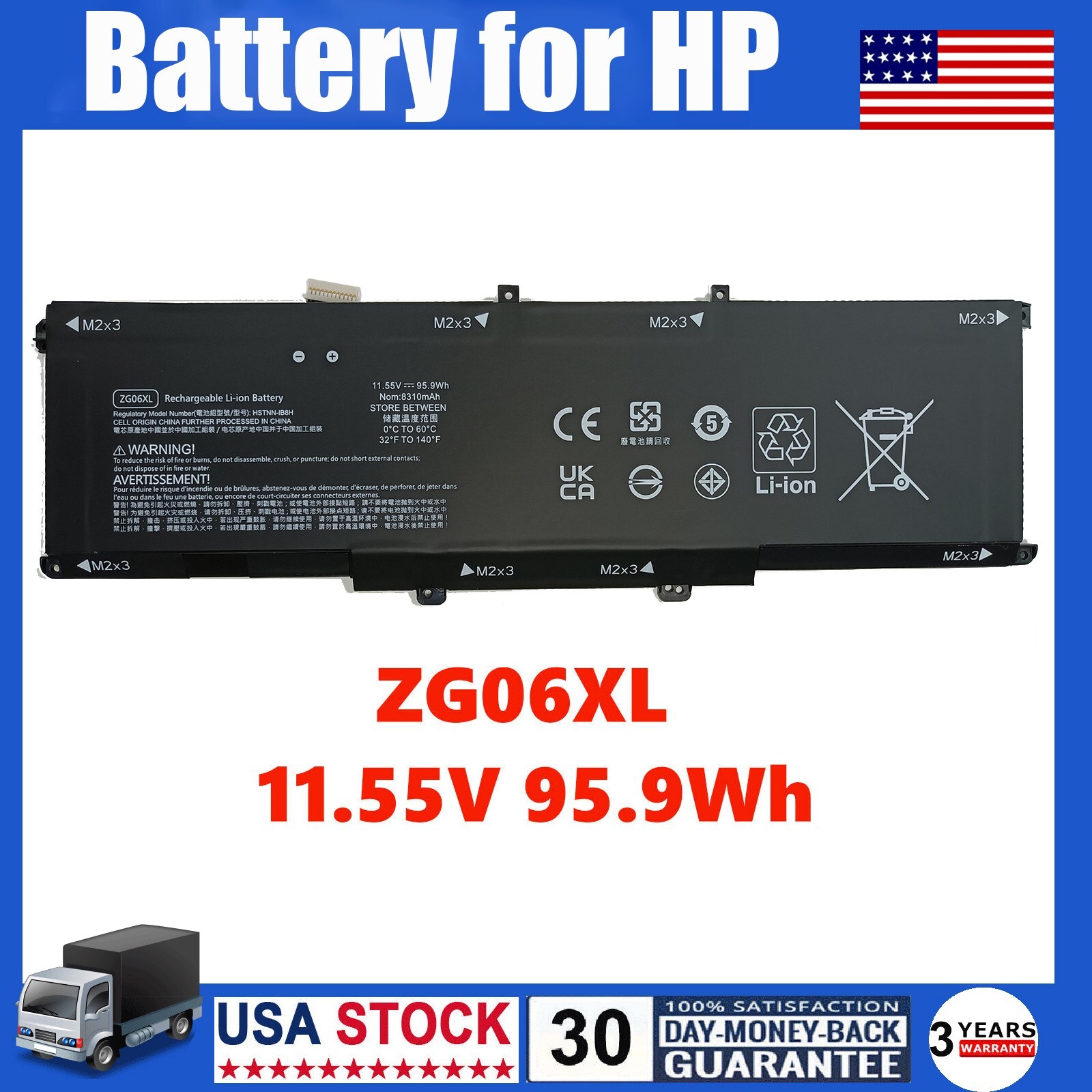 ZG06XL Battery For HP EliteBook 1050 G1 ZBook Studio X360 G5 HSTNN-IB8H 95.9Wh