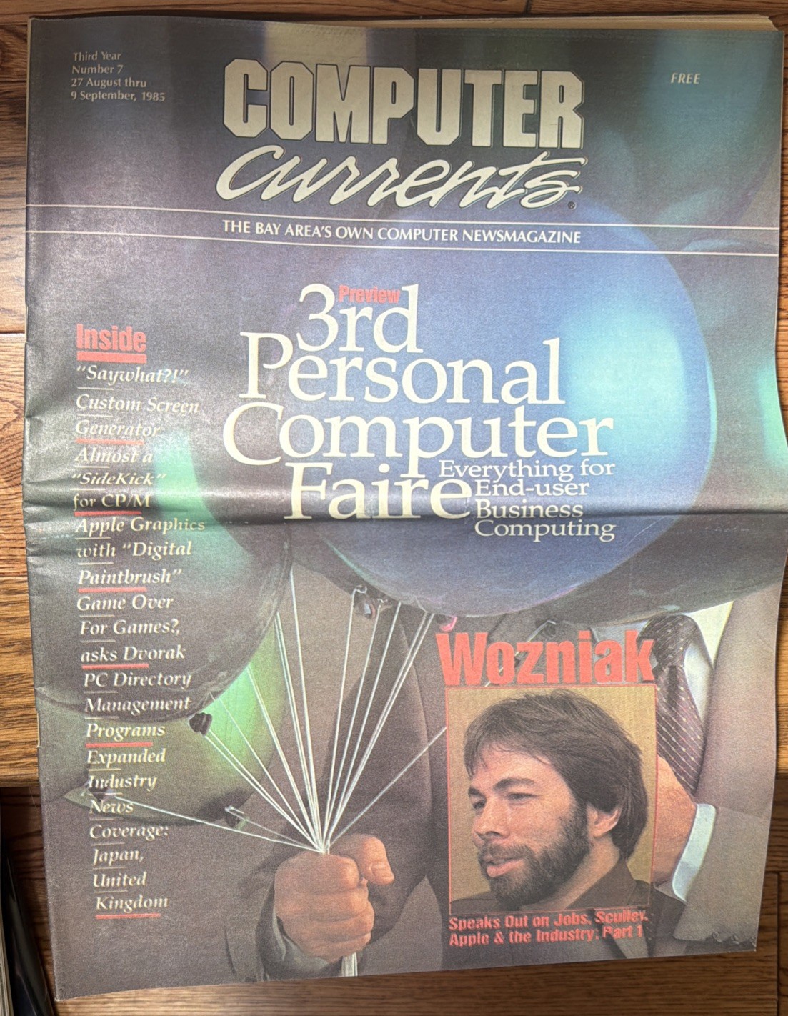 Vintage 1985 Computer Currents Magazine Steve Wozniak Apple Jobs Sculley Faire