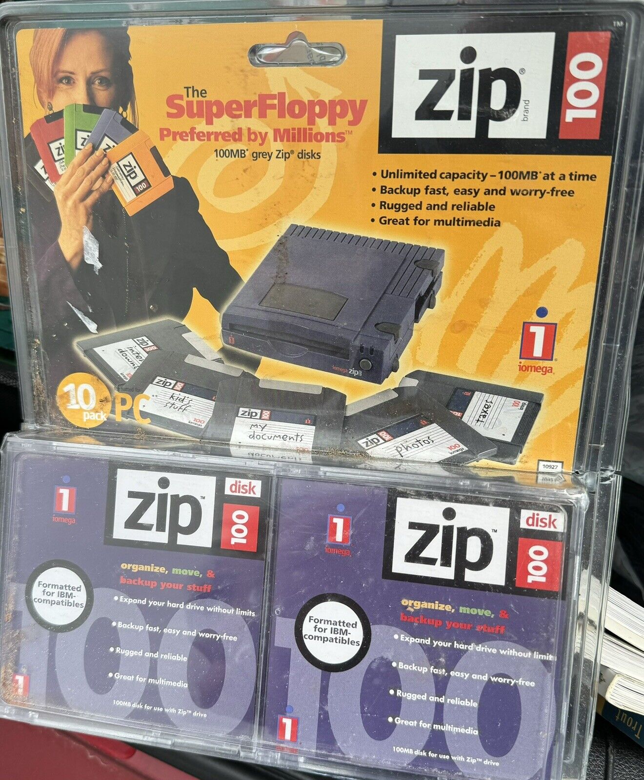 New Iomega Floppy Disks The Super Floppy 100MB Multicolored Zip Disks 10 Pack