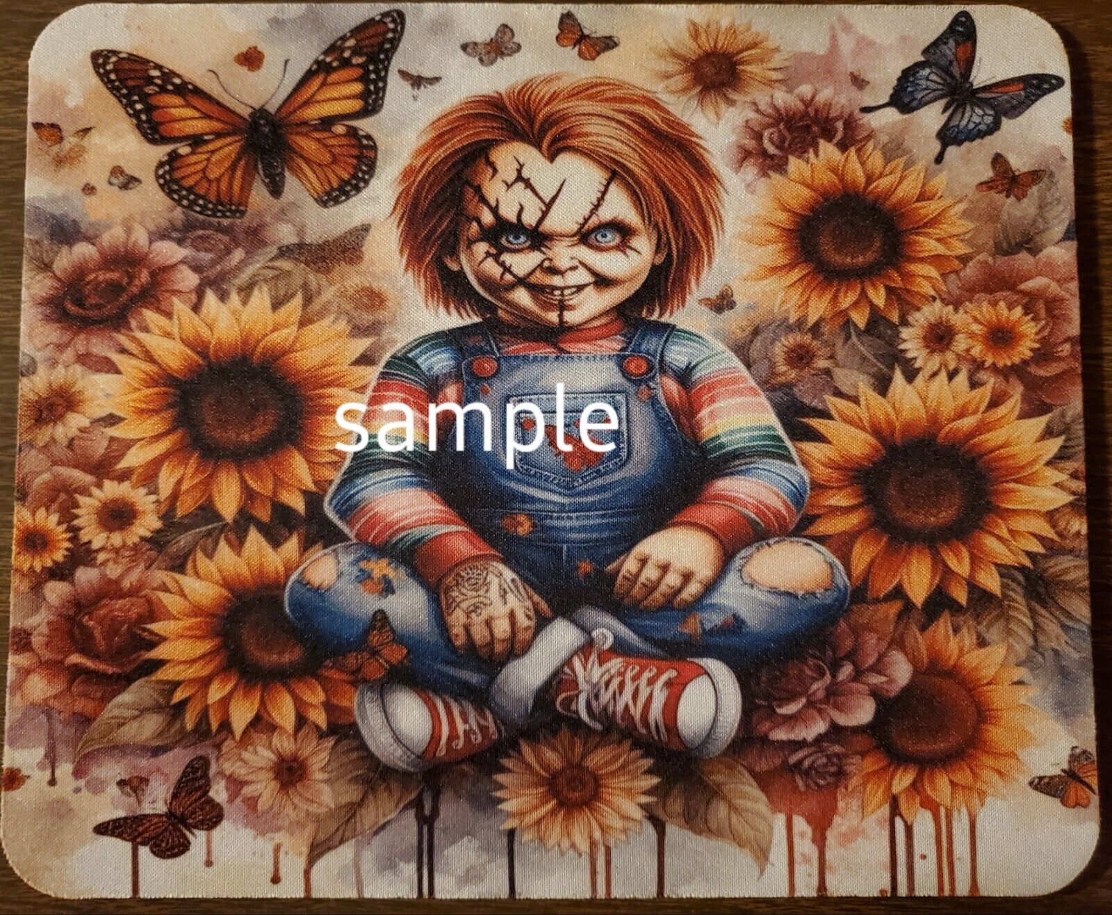 Inspired Chucky With Sunflowers &  Butterflies Mouse Pad