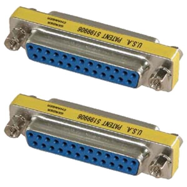 2x DB25 D-SUB 25 Pin Serial Female to Female Gender Changer Coupler Adapter Gold