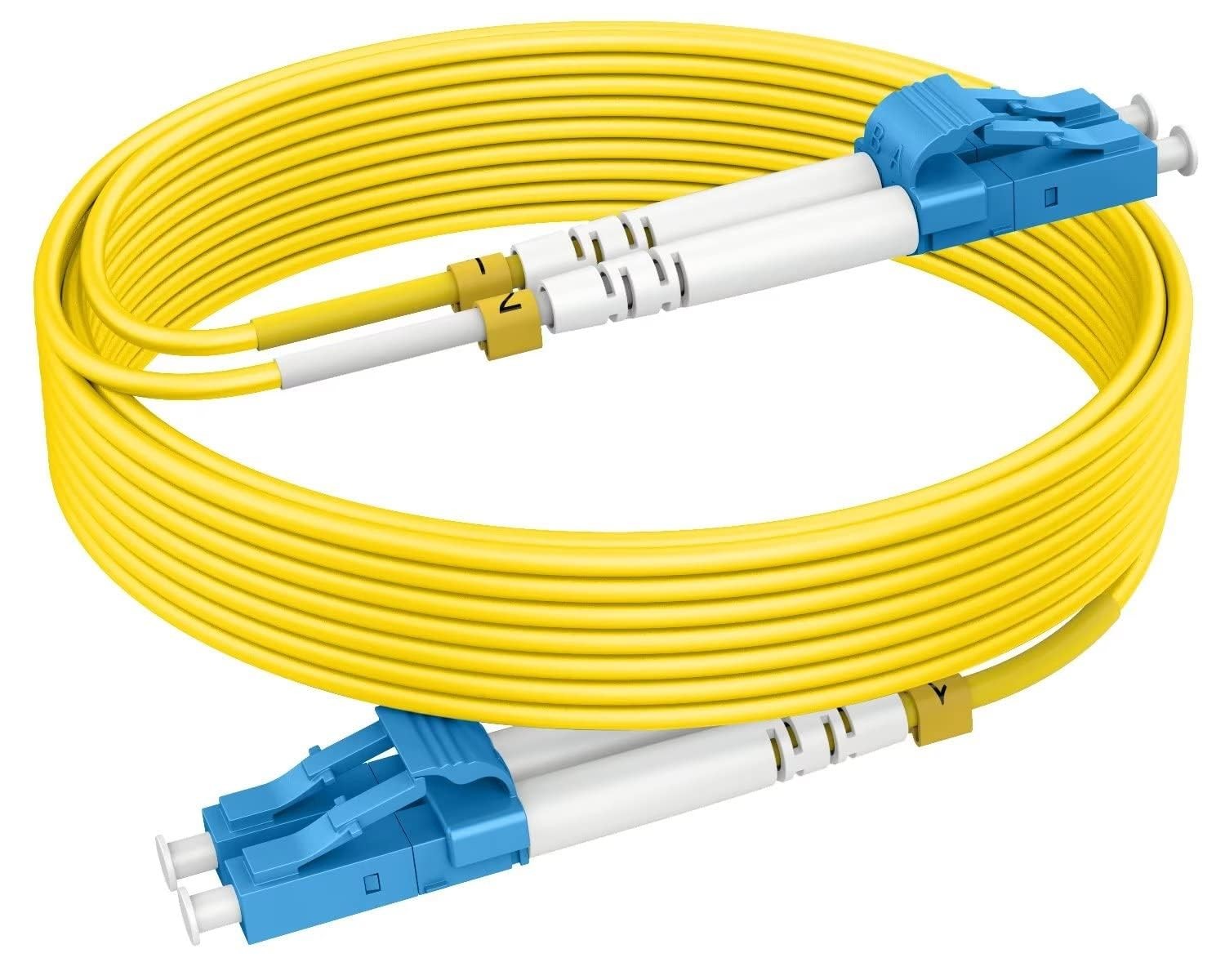 RamboCables-OS2 LC to LC Single Mode Fiber Patch Cables, 65ft/20m, 10Pack