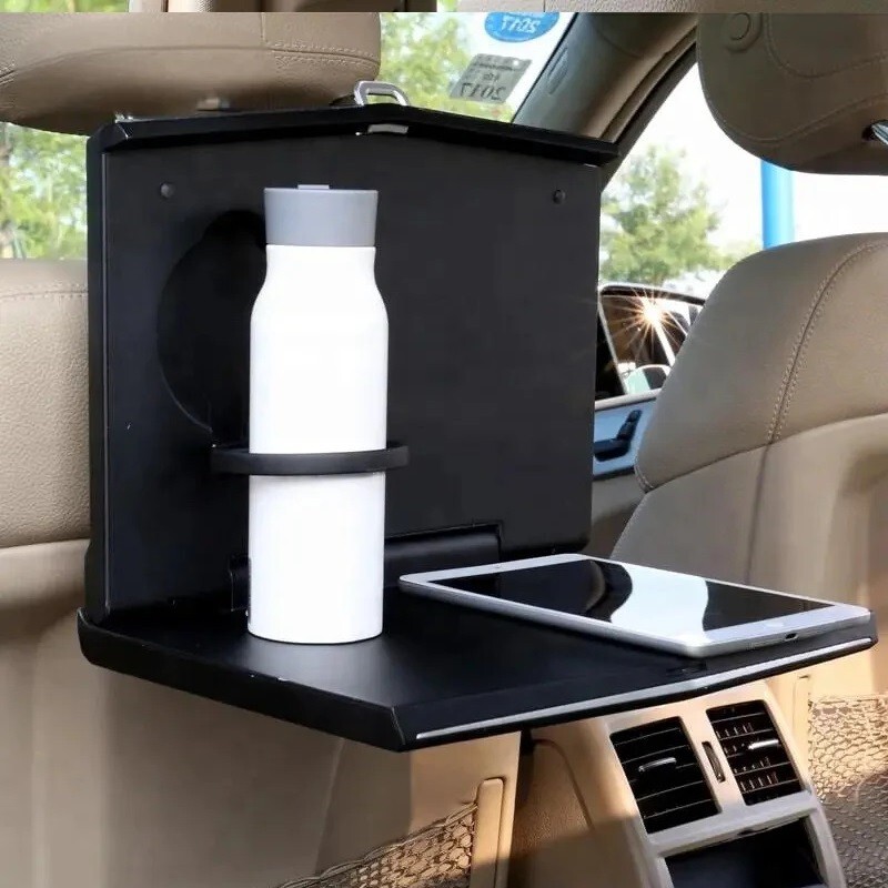 Carseat Caddy Universal Headrest Fold Table Tray Cup Holder iPhone iPad Holder