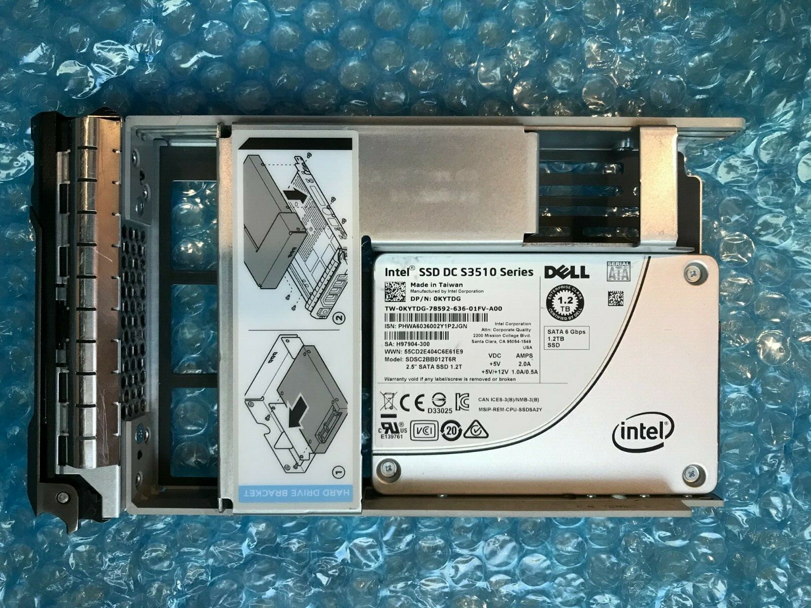 Dell KYTDG 1.2TB SATA INTEL DC S3510 SSDSC2BB012T6R SSD R710 R720 R420 T420