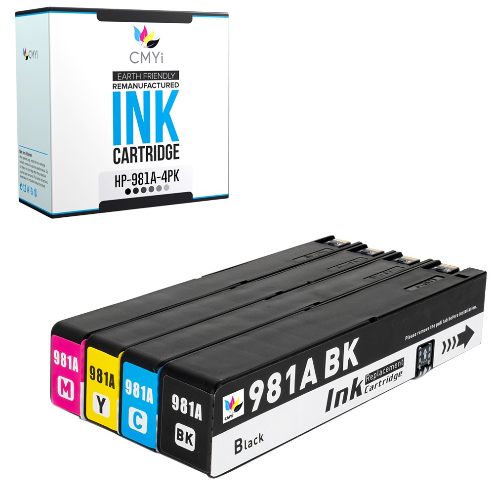 CMYi 4-Pack Compatible 981A Ink fits HP PageWide Managed Color MFP E58650dn