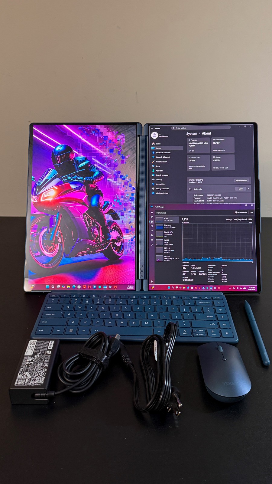 Lenovo Yoga Book 9i 14” 2.8K Dual Screen OLED Laptop Ultra 7 255H 16GB 1TB Teal