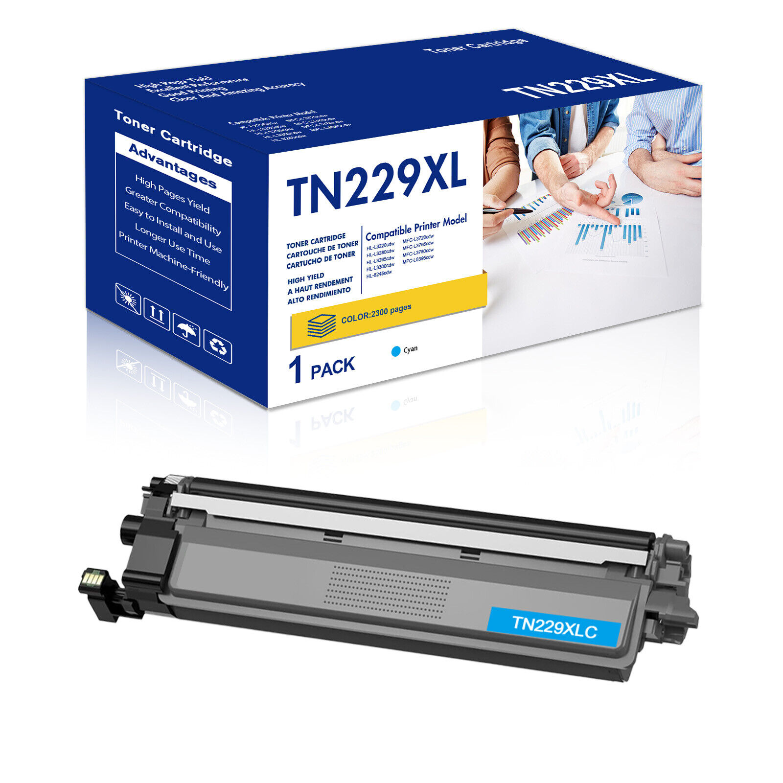 1-Pack Cyan TN229XL TN229 Toner Compatible for Brother HL-L3220cdw HL-L3280cdw
