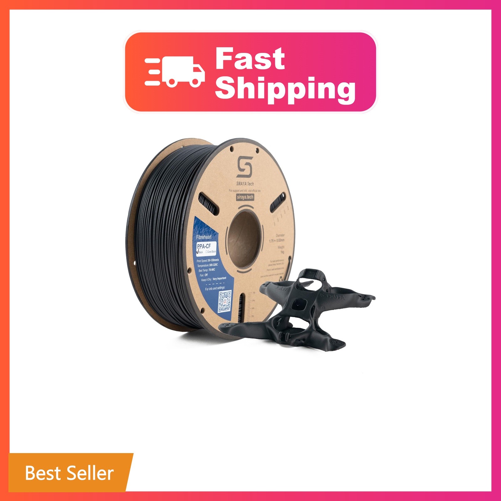 Siraya Tech Fibreheart PPA-CF 3D Printer Filament, High-Strength, Black 1kg |...