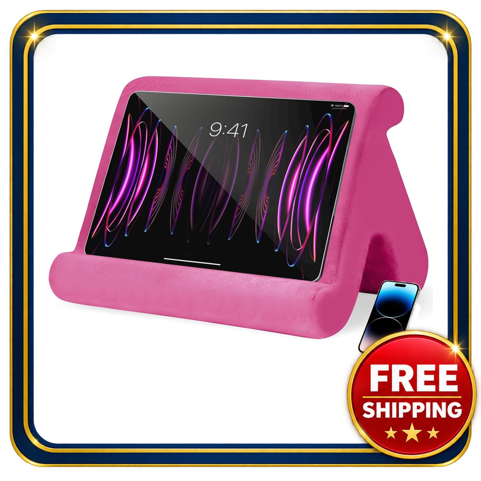 Tablet Stand Holder Multi-Angle Soft Pad with Black Phone Holder