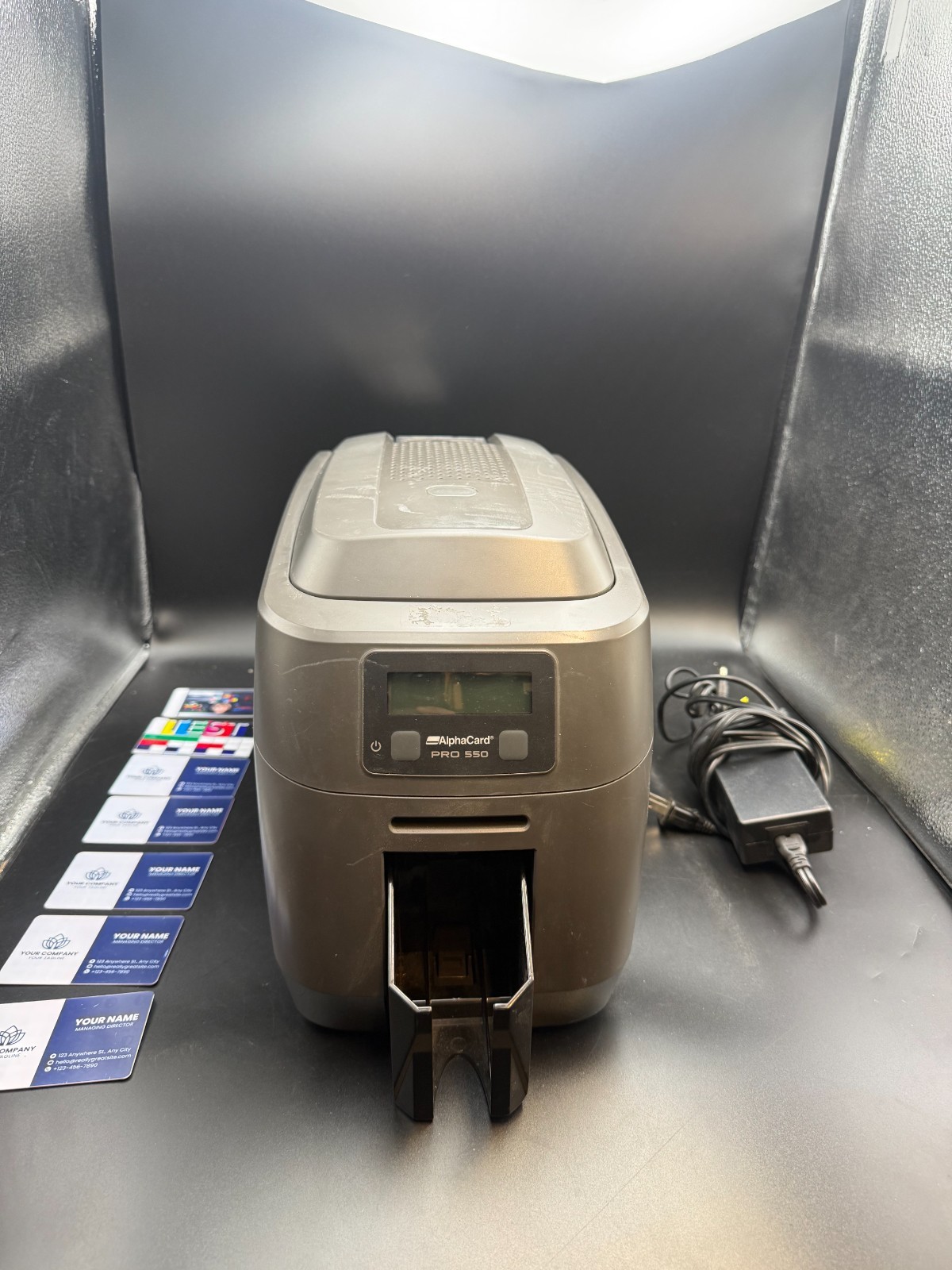 MAGiCARD AlphaCard PRO 550 STD ID Card Printer 1253 Cards Printed W/ adapter