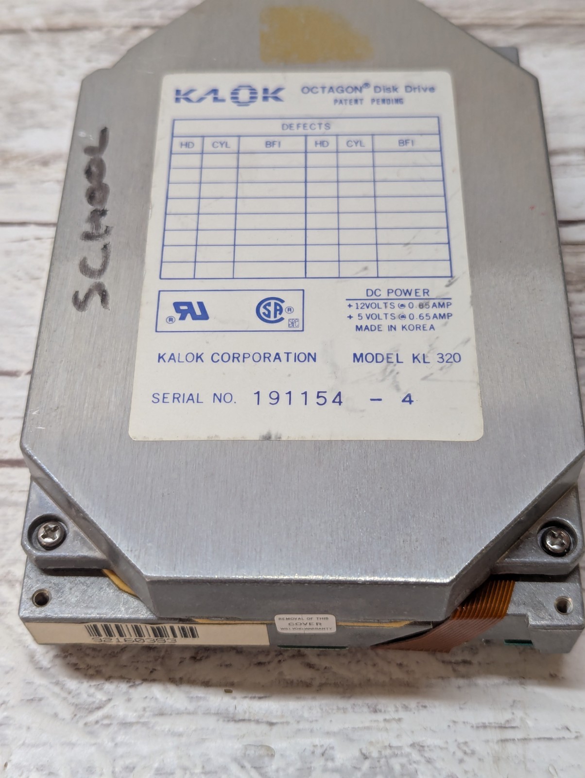 Hard Drive Disk IDE K/LOK Octagon KL 320 Octagon Disk Drive DC Power 