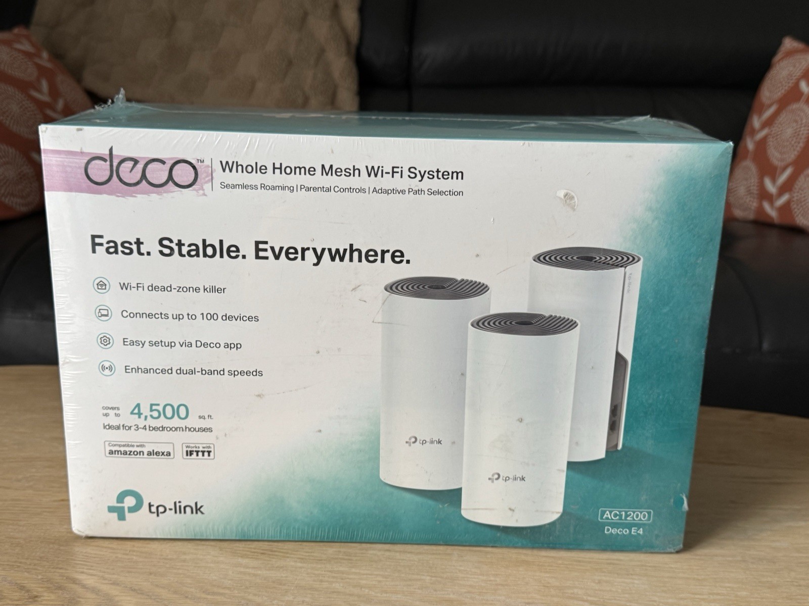 TP-LINK Deco E4 3 Pack Whole Mesh Wi-Fi System - Up to 4000Sq/m Coverage