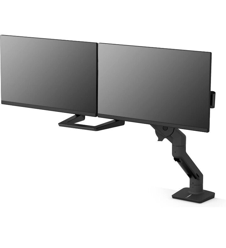 Ergotron HX desk mount dual monitor arm, black, new