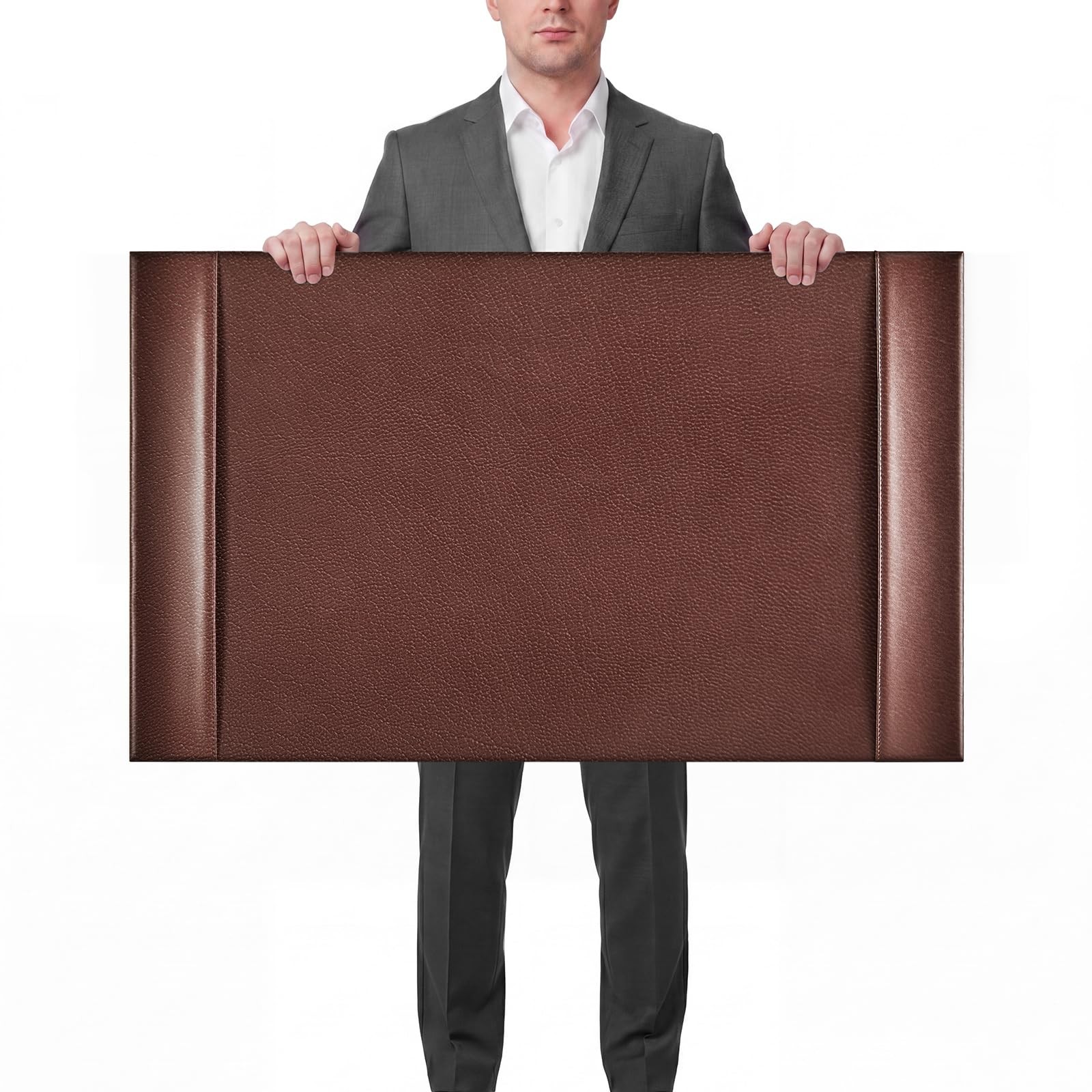 30 x 18 Inch Leather Desk Pad Protector with Side Rails, Executive Office Des...