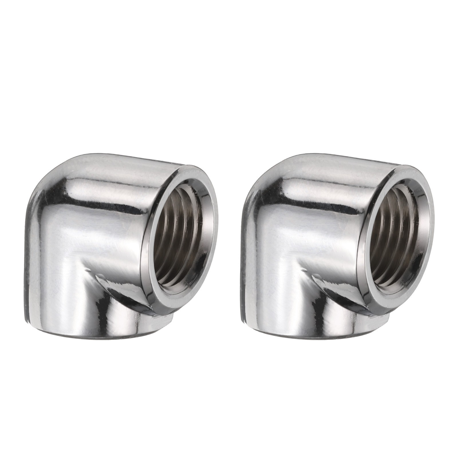 2pcs 90° Elbow G1/4" Thread Female to Female Extender Connector Fitting, Silver