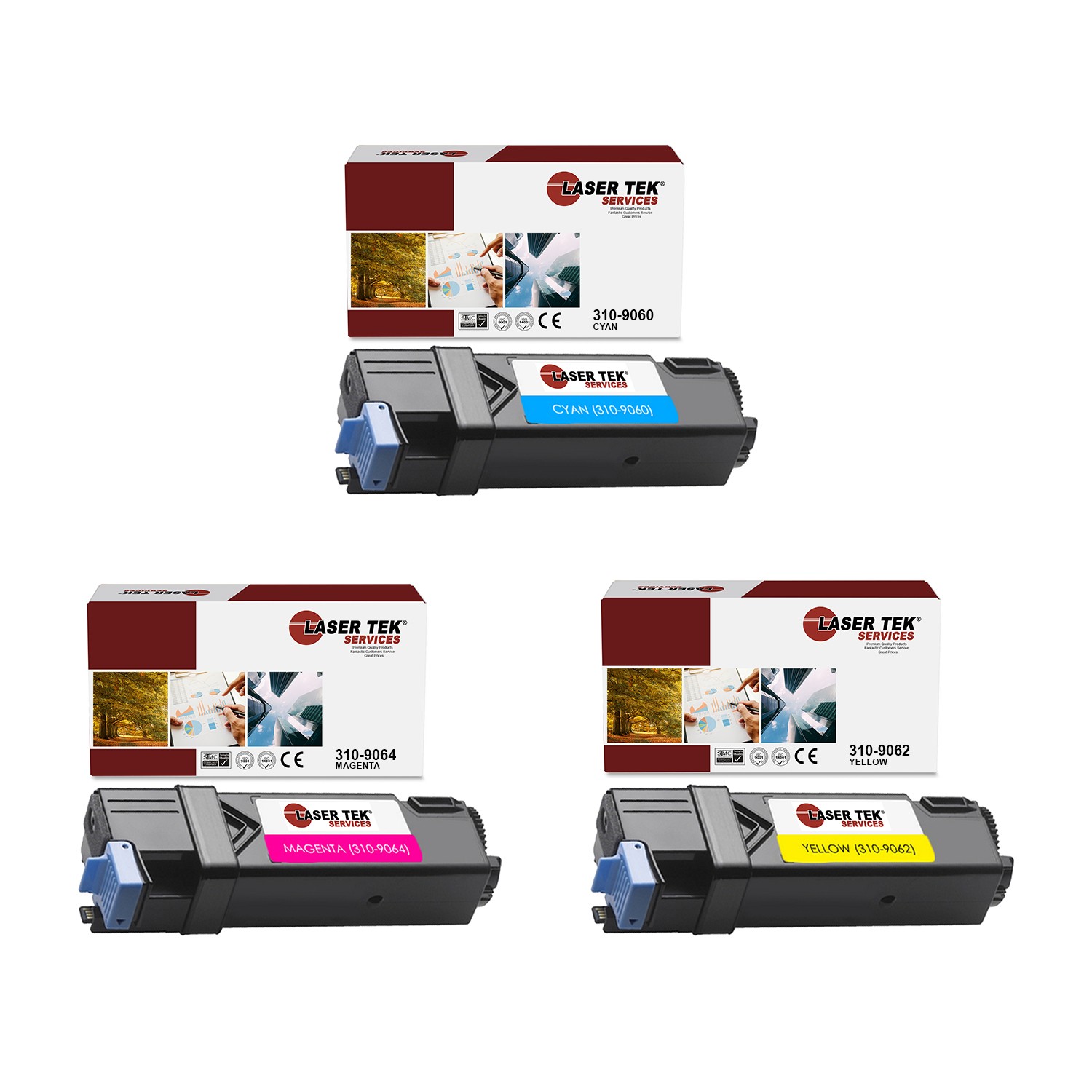3Pk LTS 310-9060 310-9064 310-9062 Compatible for Dell 1320 1320C 1320CN Toner