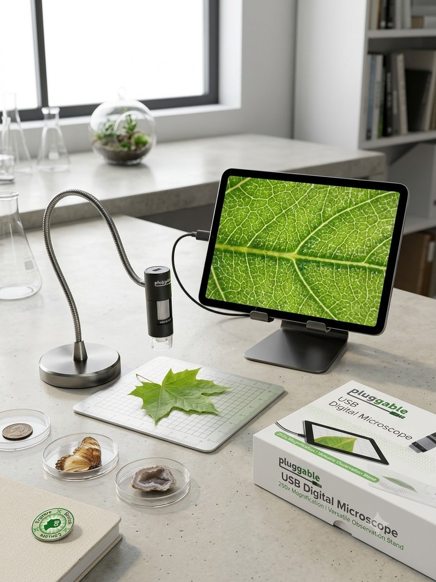 Digital Microscope with Flexible Arm Observation Stand Compatible with USB