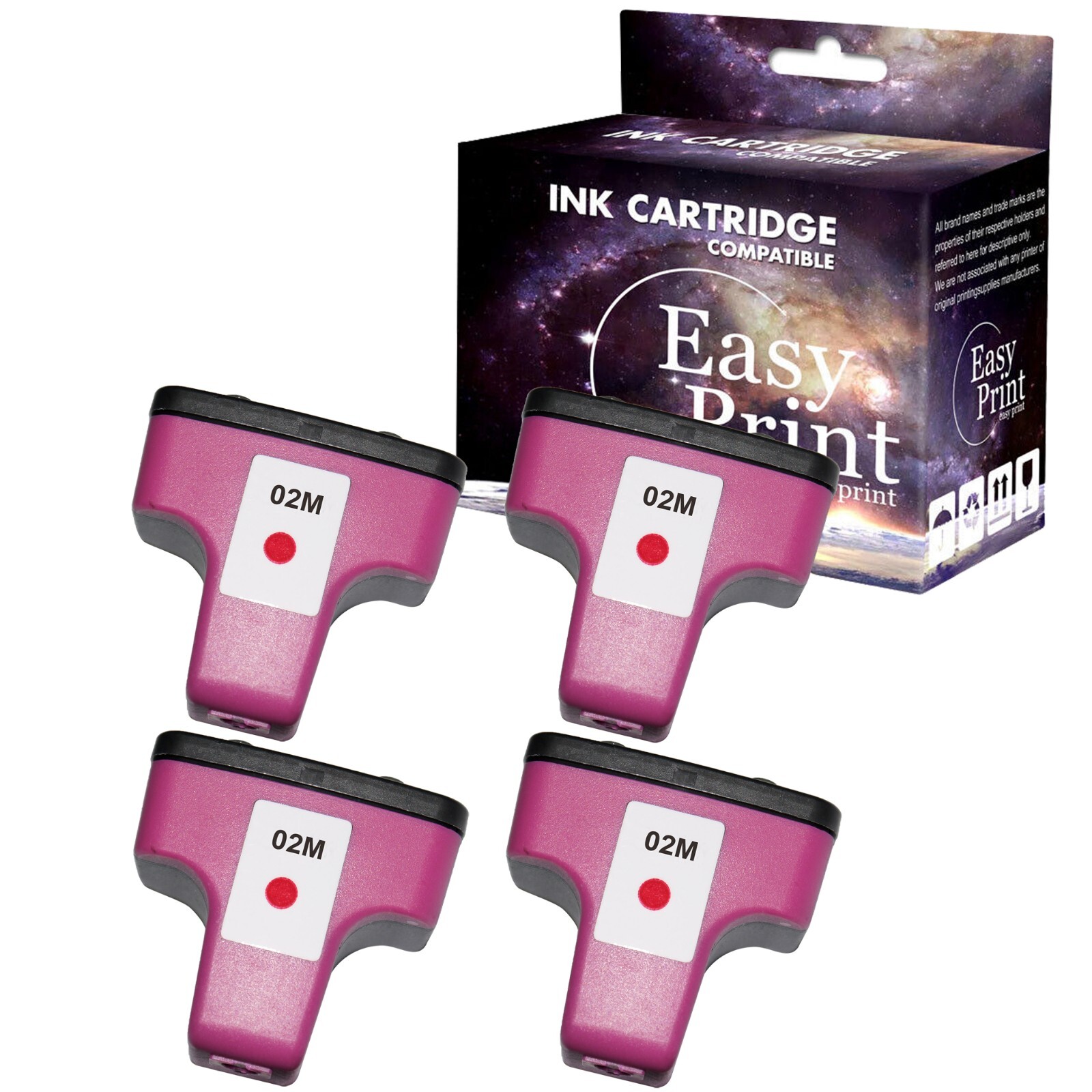 4PK replace for HP 02 Magenta Ink Cartridge for PhotoSmart 3108 3210 C6250