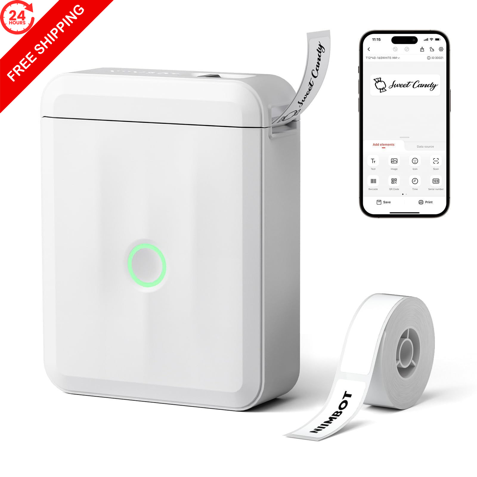 NIIMBOT D110 Mini Label Maker Machine with Tape for Home Upgraded, White