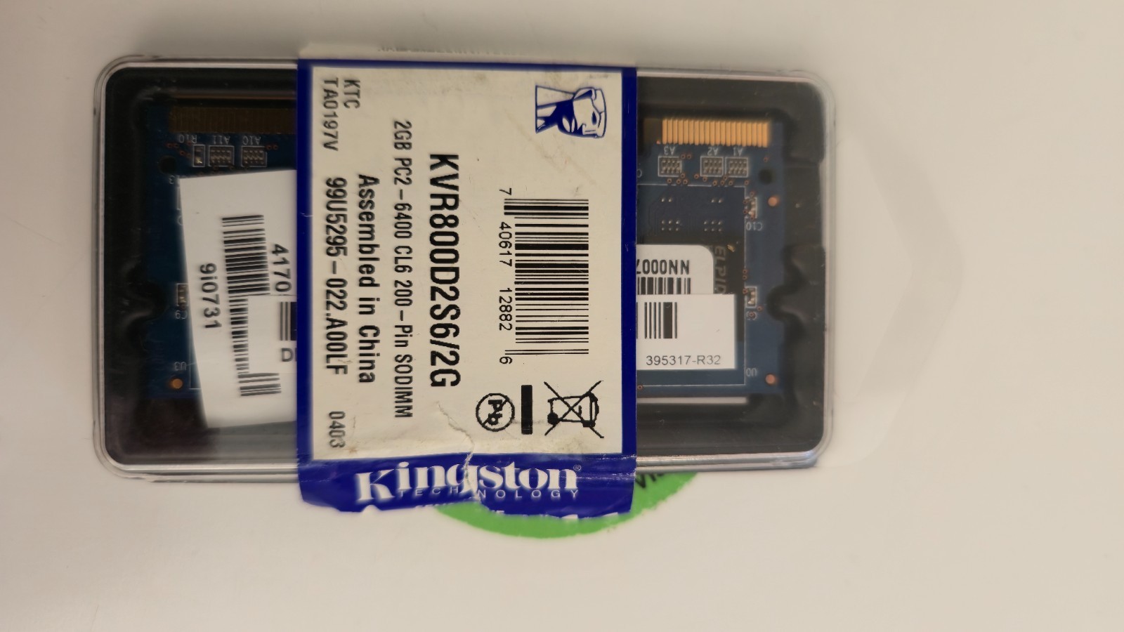 Kingston Memory 2 GB SO-DIMM 800 MHz PC2-6400 DDR2 KVR800D2S6/2G