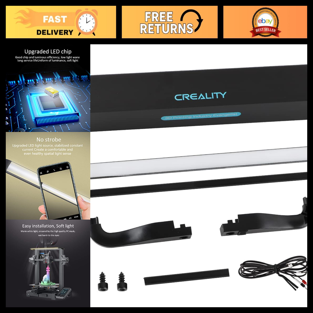 3D Printer LED Light Kit, 24V 5W Light Bar for Ender 3/Pro/V2/Neo - Brighten You
