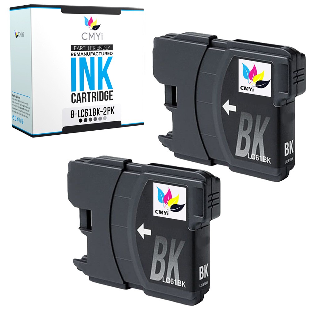 Compatible CMYi 2PK LC61BK Ink Cartridge fits Brother MFC-6890DW, 795CW, 990CW