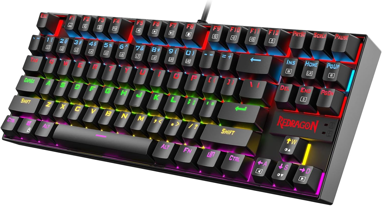 K552 Mechanical Gaming Keyboard, 87-Key Compact, LED Gaming Keyboard with Red