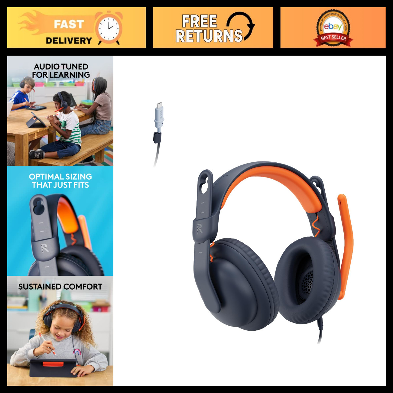 Over-Ear Wired Headset with USB-C Cable, Noise Cancelling, Comfortable Fit, Idea
