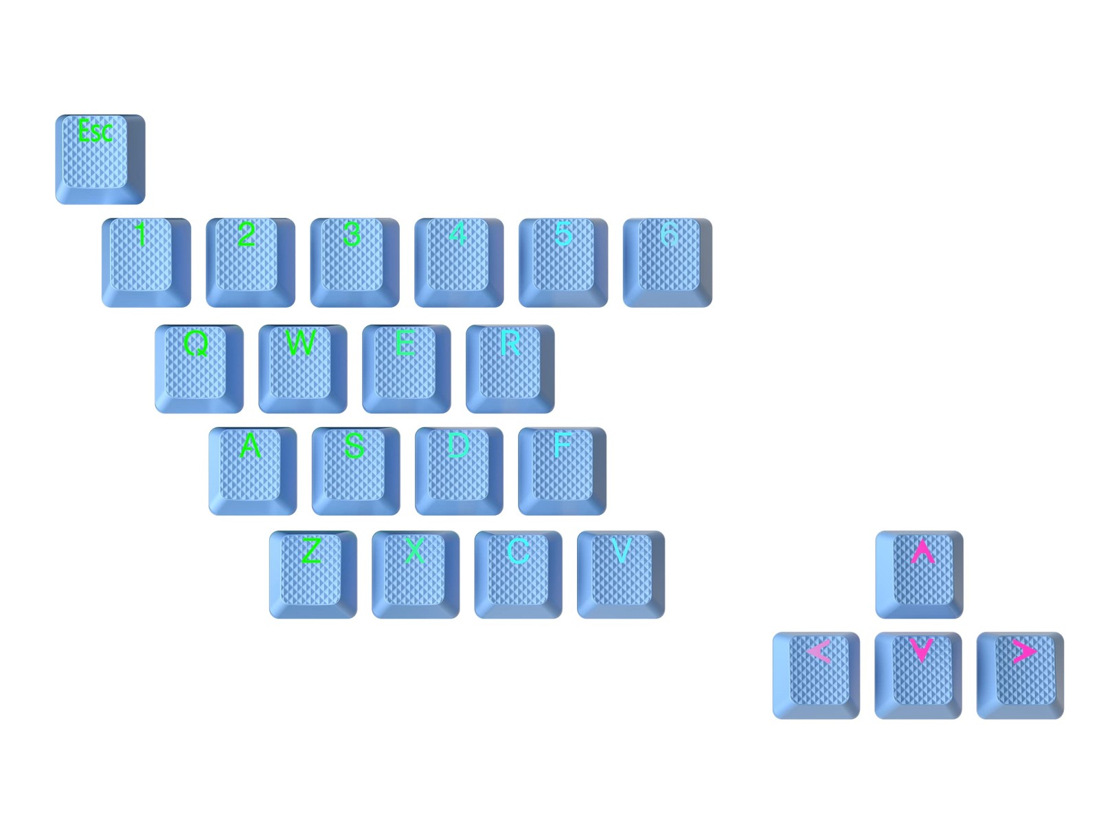 23 Keys Rubber Keycap Set Double Shot Translucent OEM Profile Gaming Blue