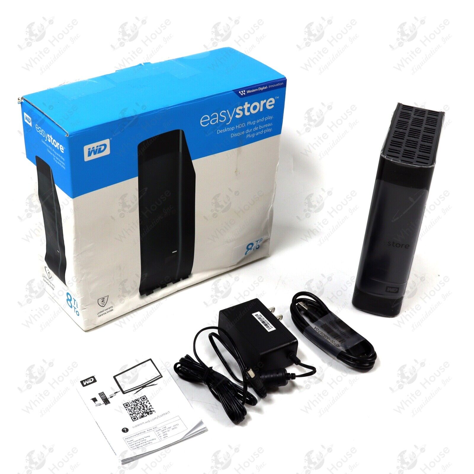 WD - easystore 8TB External USB 3.0 Hard Drive - Black