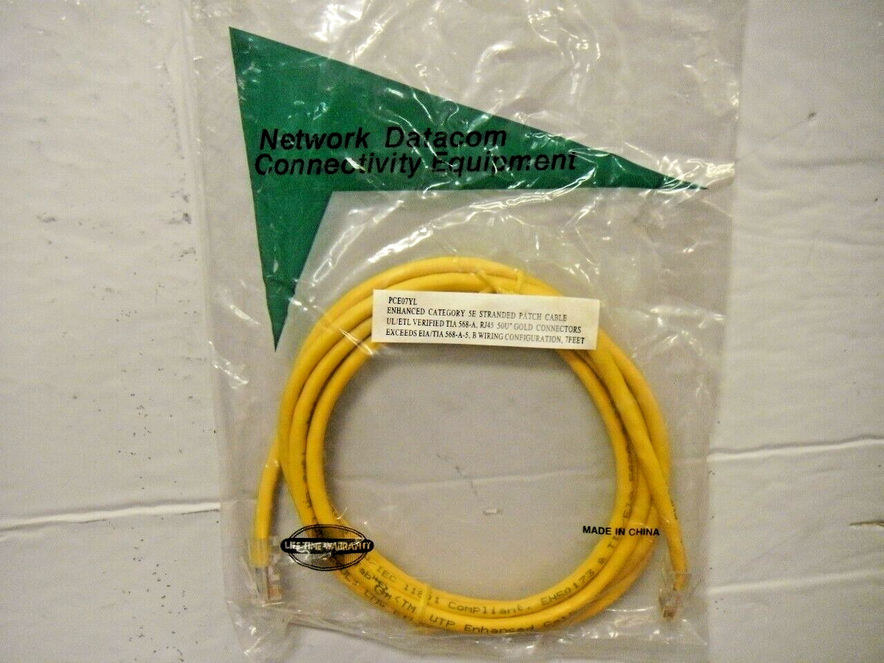 Network Datacom Enhanced CAT5e 7' Long Stranded Patch Cable RJ45 Gold Connectors