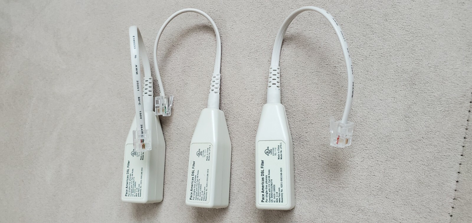 (3x) Pace Americas Phone DSL FILTER for Single Line Phones LFT4-1 Contact 2