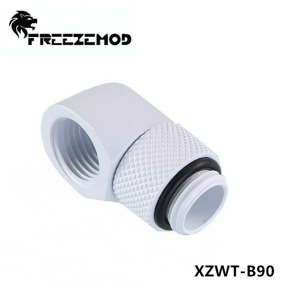 FreezeMod Angled 90 Degree G1/4 Rotary Fitting Male to Female Water Cooling WHT