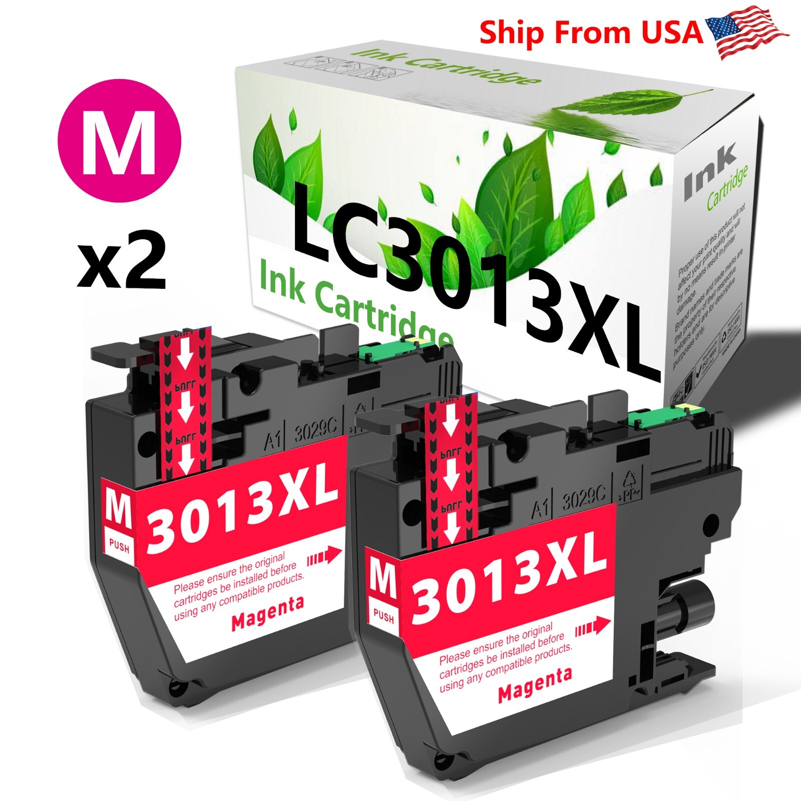 2PK replace for Brother LC3013 Magenta Ink Cartridge for MFCJ491DW J497DW J690DW