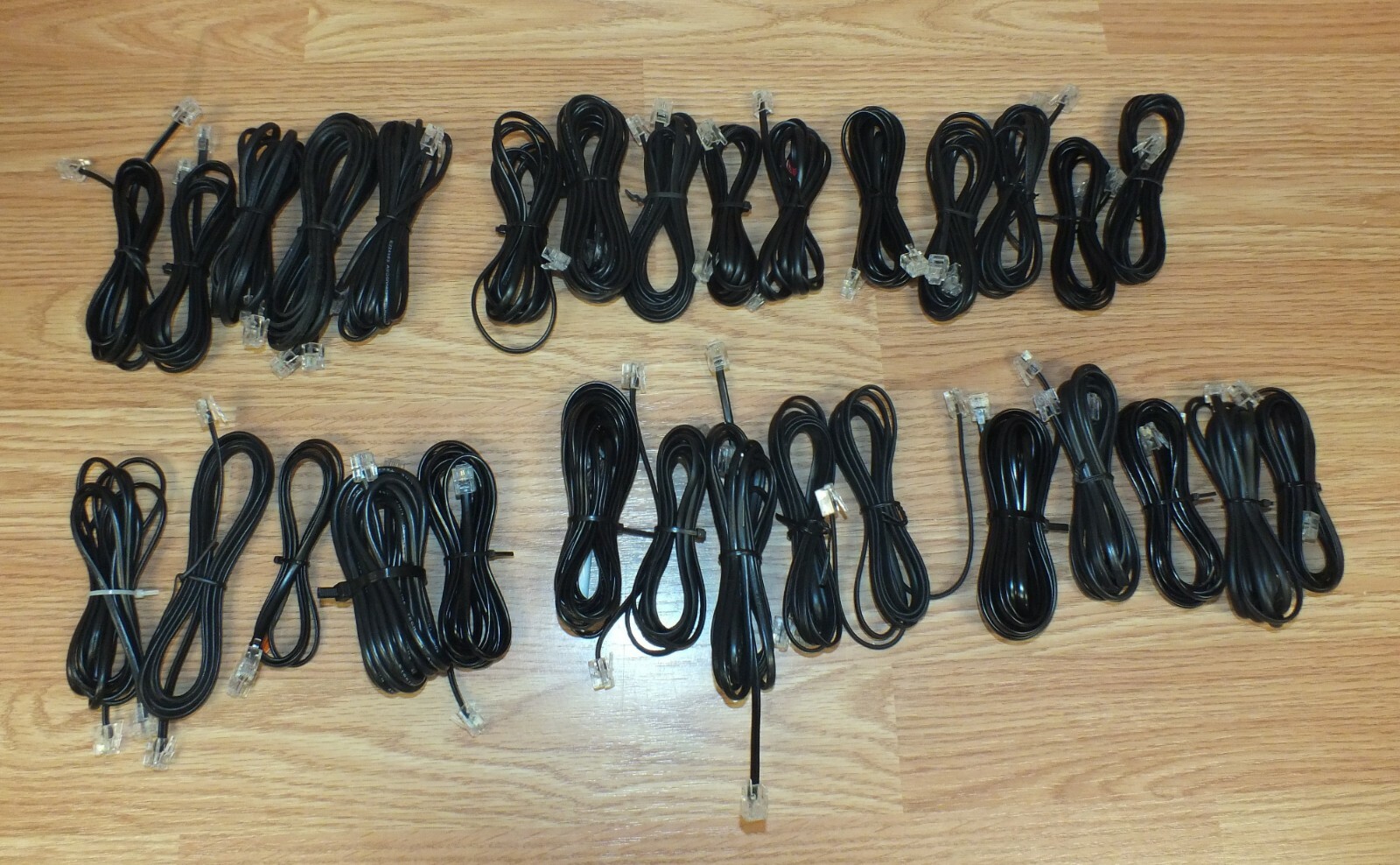 Mixed Lot of 30 RJ11 Multi Size / Lengths & Shape Black Phone Cords **READ** 
