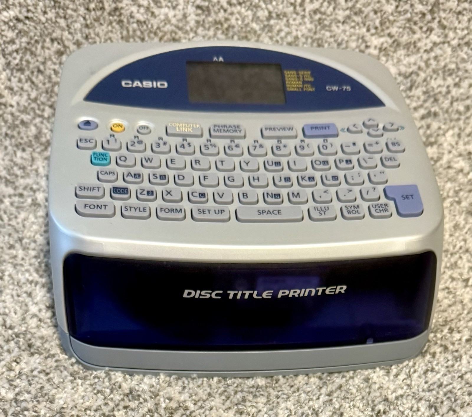 CASIO CW-75 CD Printer Disc Title Printer Tested/Working