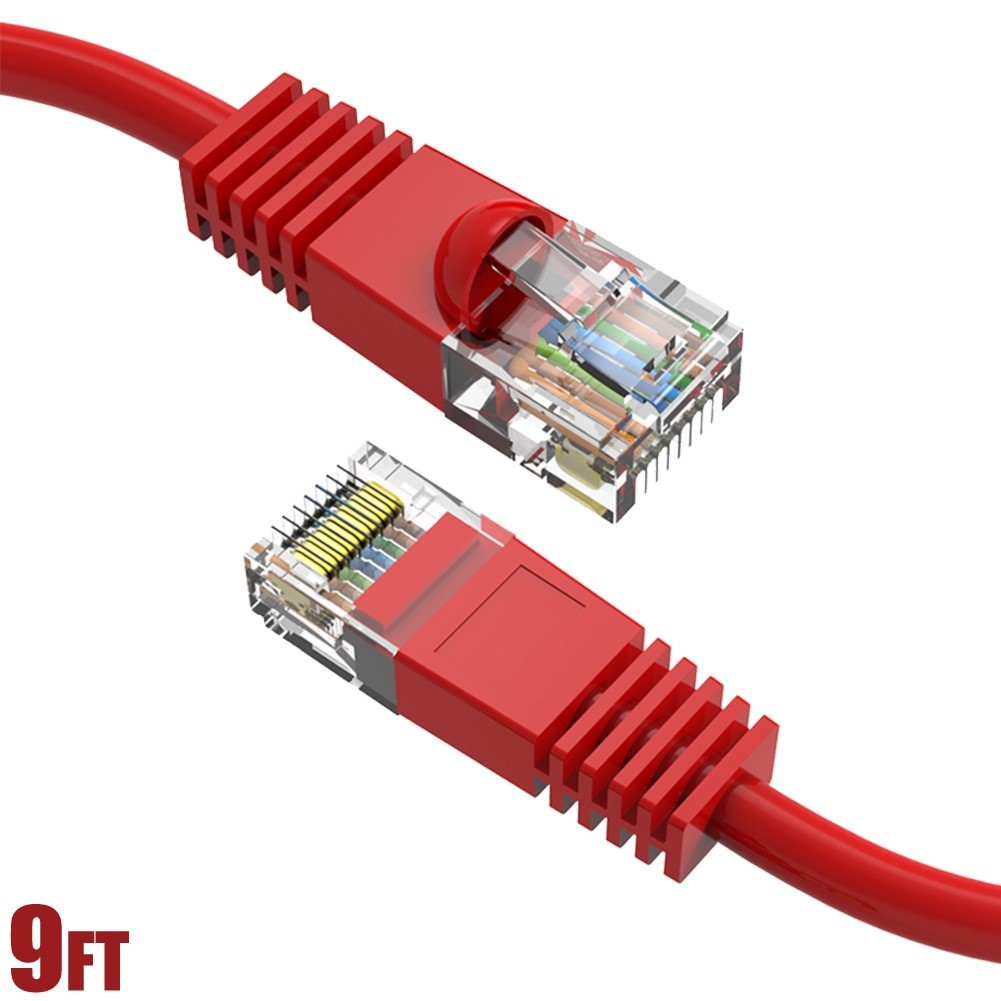 9FT Cat5E RJ45 UTP Network LAN Ethernet Router Molded Snagless Patch Cable Red