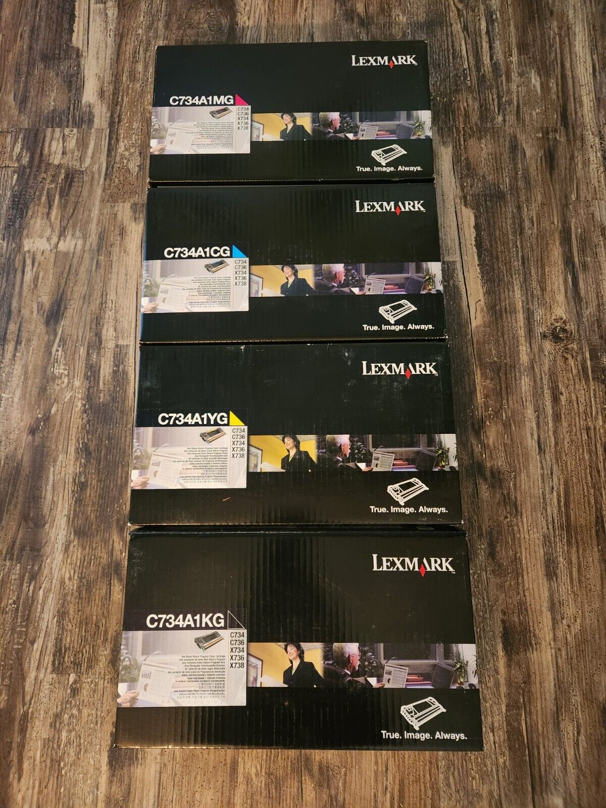 Lexmark C734A1YG/ C734A1CG /C734A1KG/C734A1MG Yellow/Blue/Black/Magenta Lot of 4