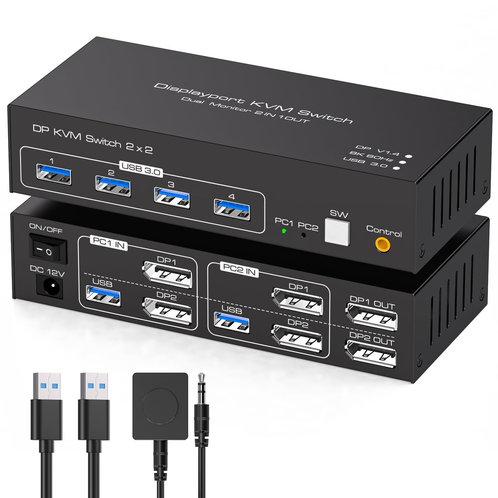 4K120Hz KVM Switch 2 Monitors 2 Computers 8K60Hz Displayport KVM Switch Share...