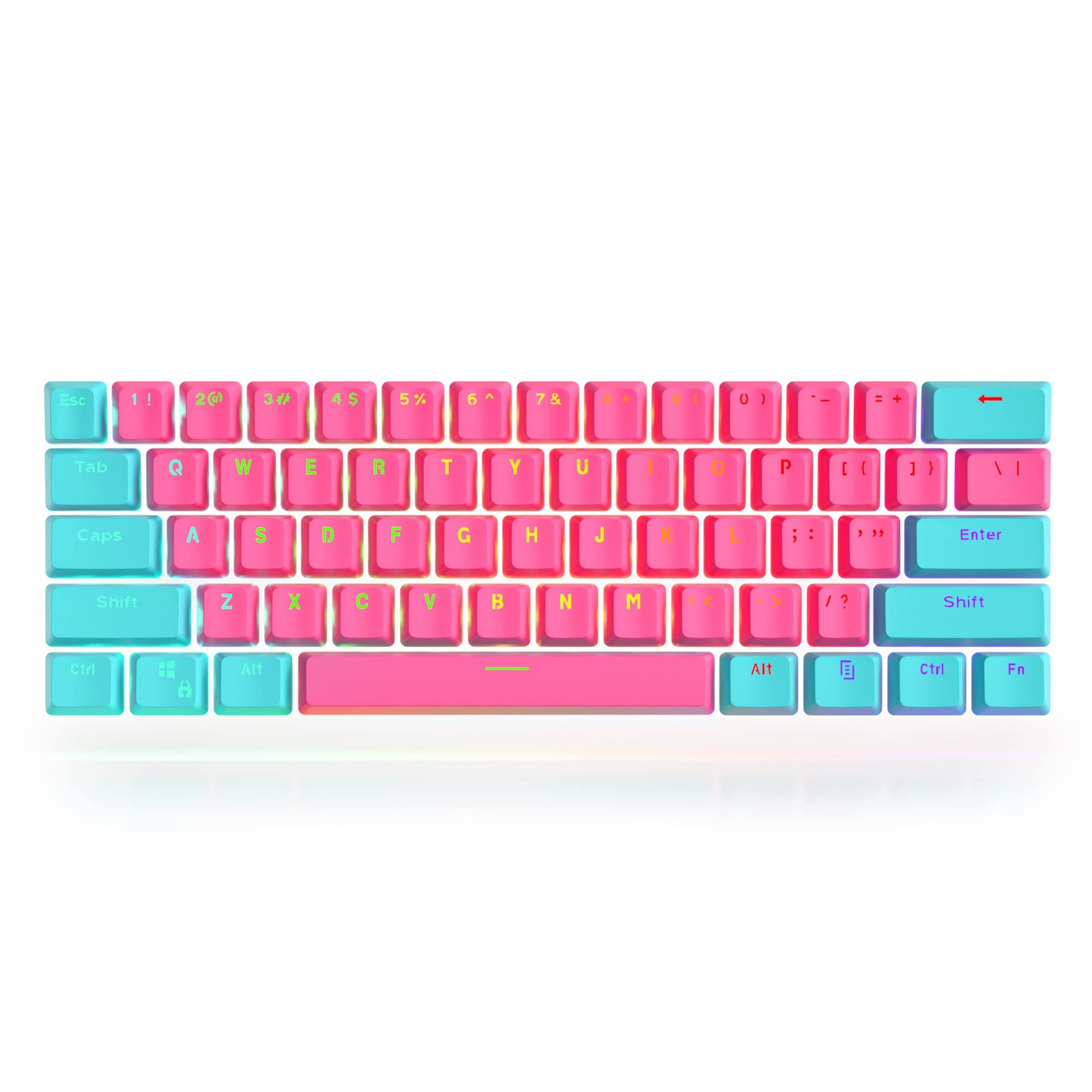 61 Keycaps 60 Percent Miami PBT Set, Backlit OEM Profile Mechanical Keyboard