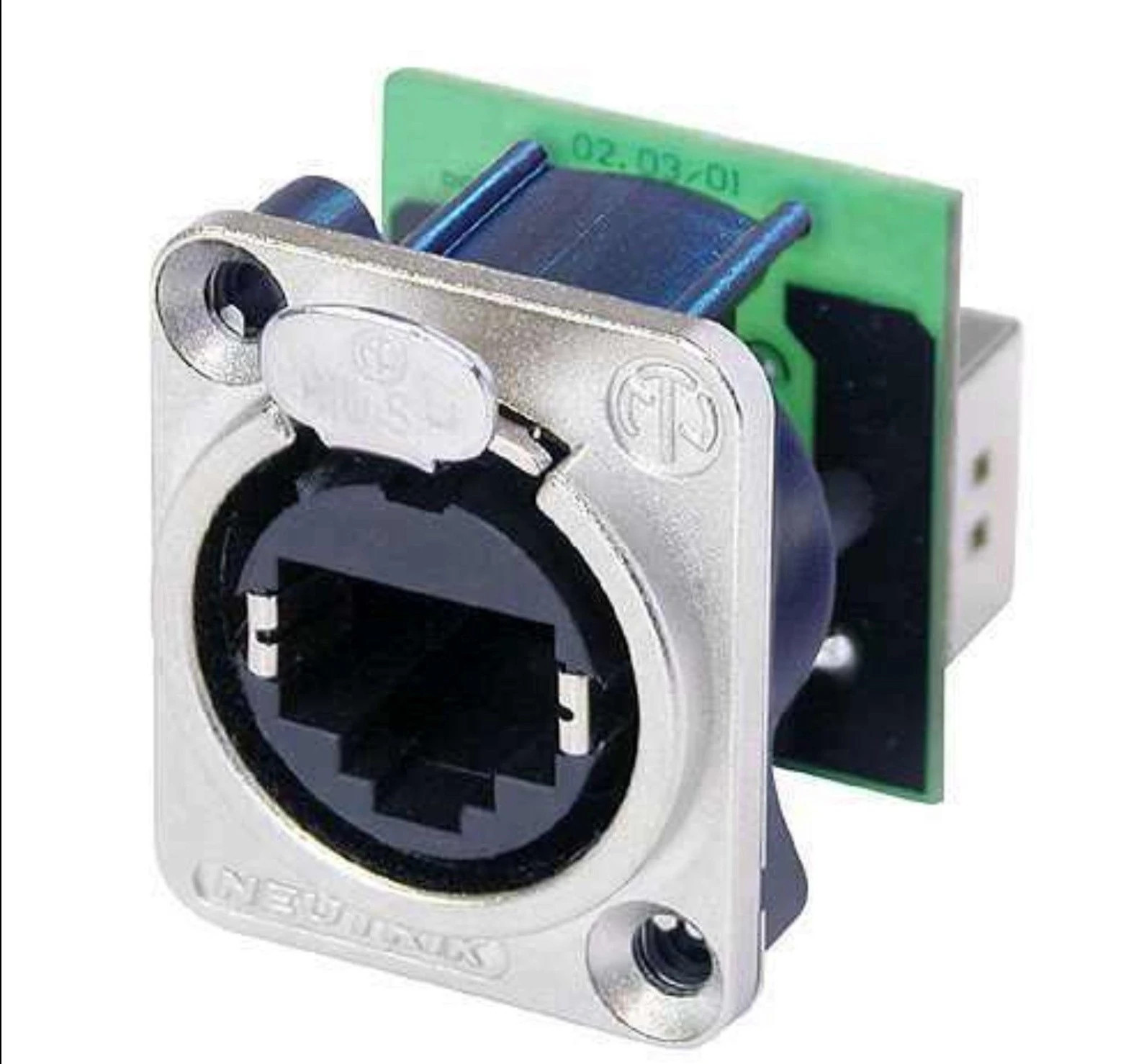 NEUTRIK NE8FDP CAT 5/6 RJ45 Feed-Thru D Series Panel Mount Jack - Nickel