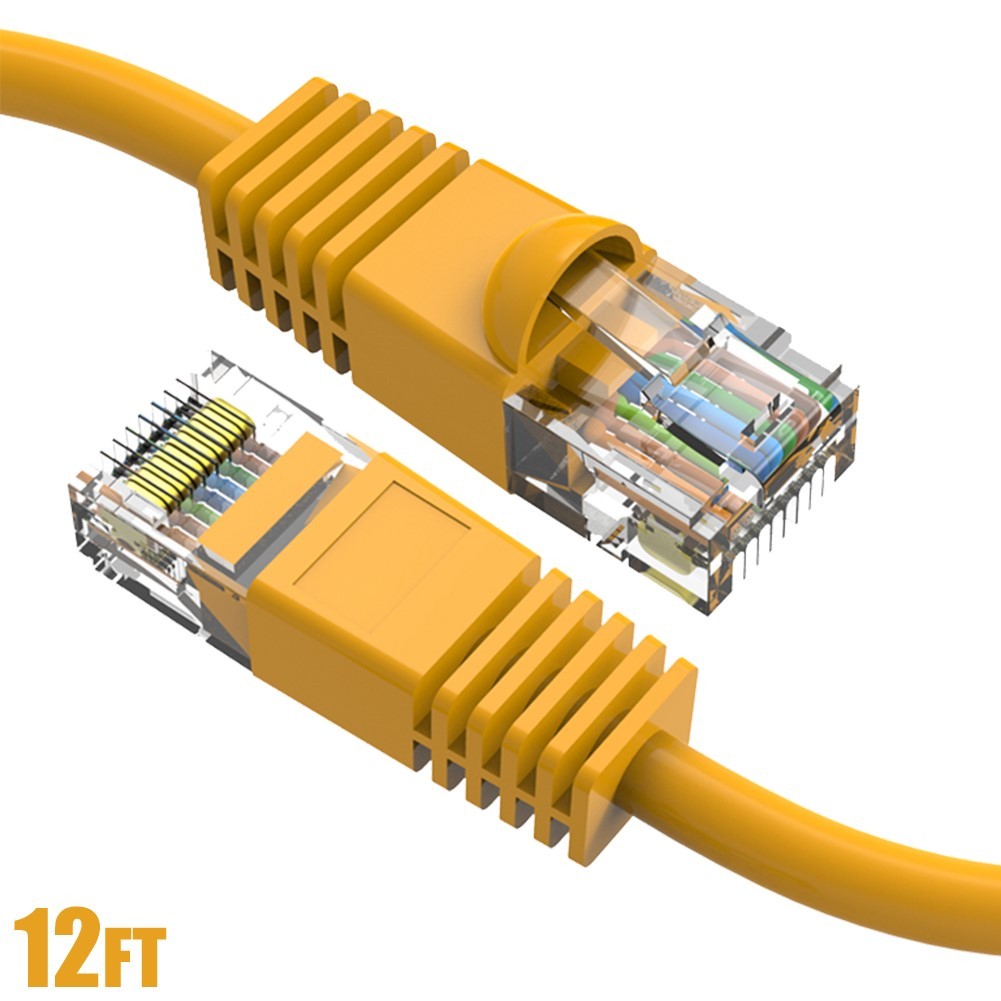 12FT Cat6 RJ45 LAN Network Ethernet UTP Patch Cable Cord Snagless Boot Yellow